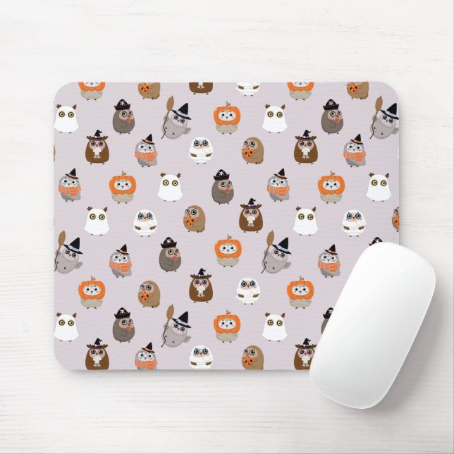 Tapis De Souris Adorable Chouette d'Halloween Motif (Avec souris)