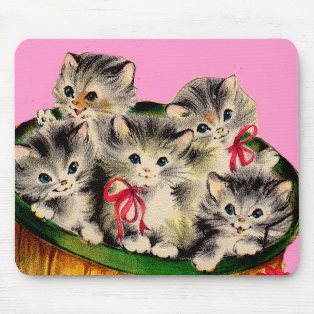 Tapis De Souris adorable corbeille o' chatons (Devant)