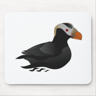 Tapis De Souris Adorable Crested Puffin Cartoon Natation
