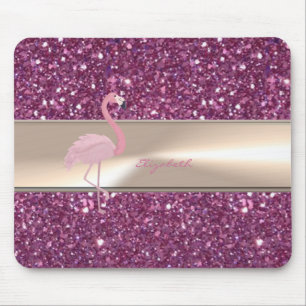 Tapis De Souris Adorable Flamant rose Rose Cute Sur Glitterie
