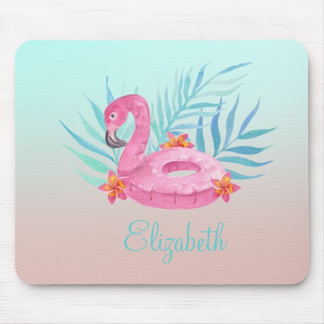 Tapis De Souris Adorable Flamant rose rose Palm Feuilles Dessous d (Devant)