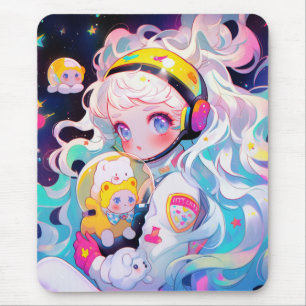 Tapis De Souris Adorable Kawaii Anime Girl in Space