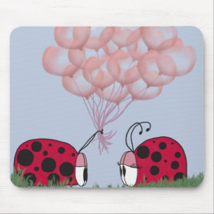 Tapis De Souris Adorable Ladybug Avec Joli Bouquet De Balloon Rose