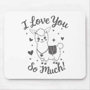 Tapis De Souris Adorable Llama Valentine Chemise Cute Coeurs Rétro