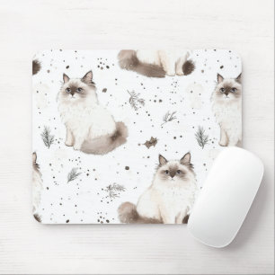 Tapis De Souris Adorable Mignonne Ragdoll Chat Hiver