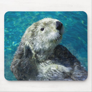 Tapis De Souris Adorable Otter de mer Mignonne Eau Bleue