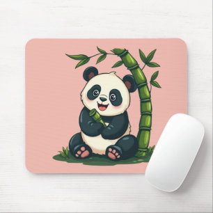 Tapis De Souris Adorable panda qui enlace du bambou, illustration