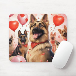 TAPIS DE SOURIS ADORABLE VALENTINE GERMAN SHEPHERD CHIEN AUX COEUR