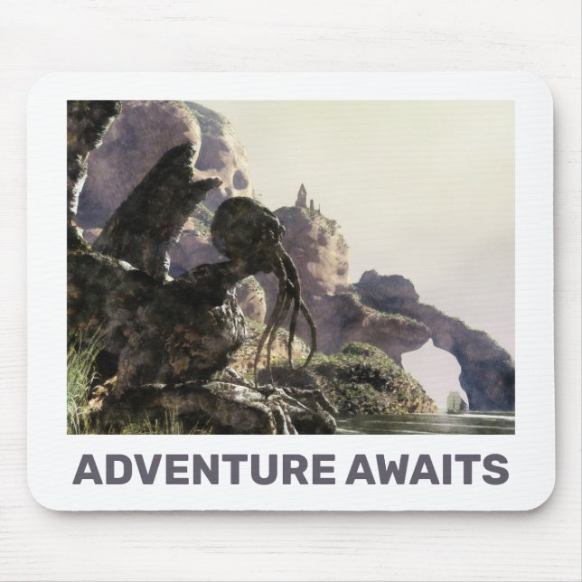 Tapis De Souris Adventure Awaits. Fantasy landscape (Devant)