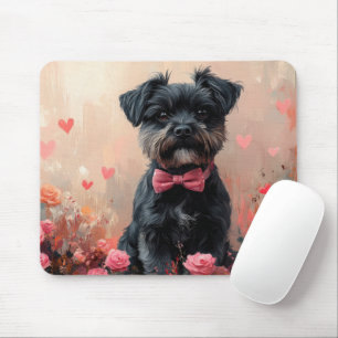Tapis De Souris Affenpinscher avec des roses - Saint-Valentin