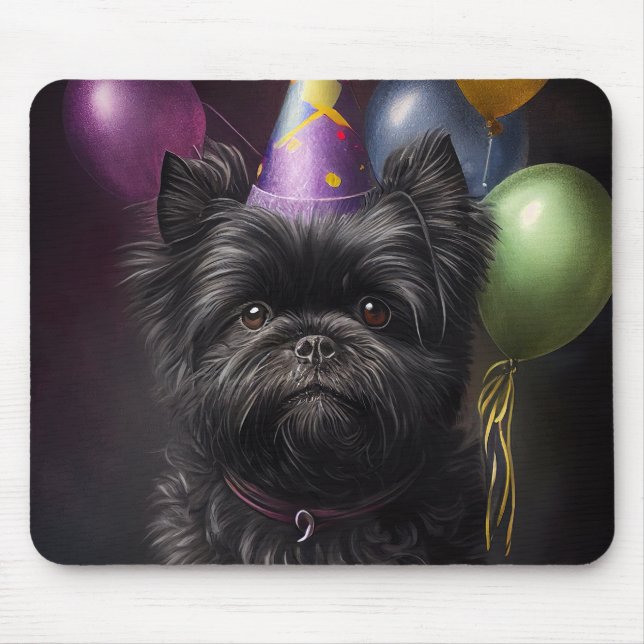 Tapis De Souris Affenpinscher Chien Ballons d'anniversaire (Devant)