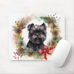 Tapis De Souris Affenpinscher Christmas Wreath Festive Pup