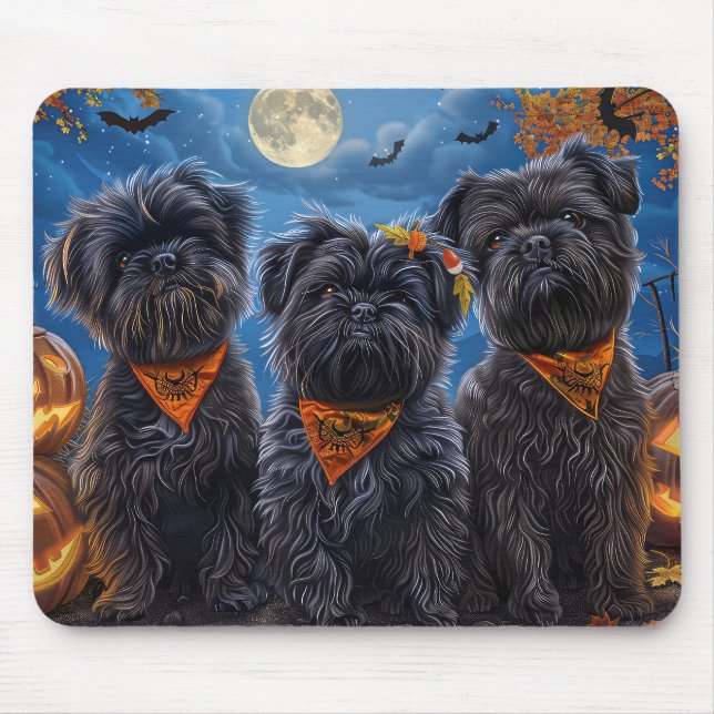 Tapis De Souris Affenpinscher Halloween Épouvantable (Devant)