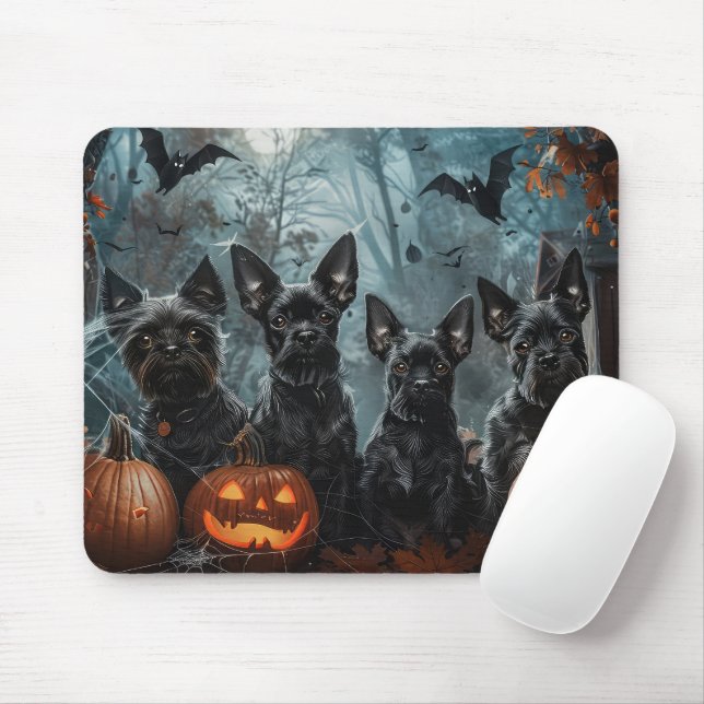 Tapis De Souris Affenpinscher Halloween nuit chien délice (Avec souris)