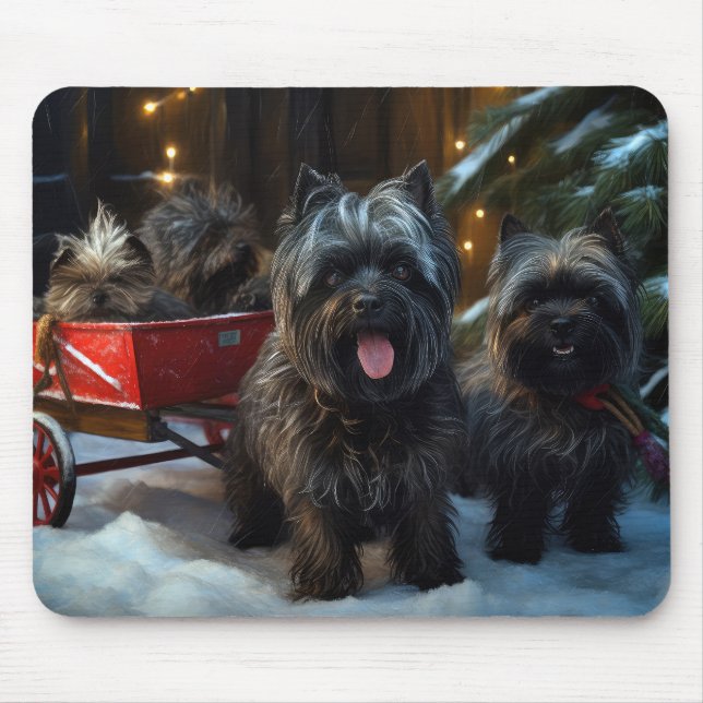 Tapis De Souris Affenpinscher Snowy Sleigh Ride Décor de Noël (Devant)