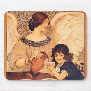 Tapis De Souris Affiche Antique d'Ange au Chocolat Français : Art 