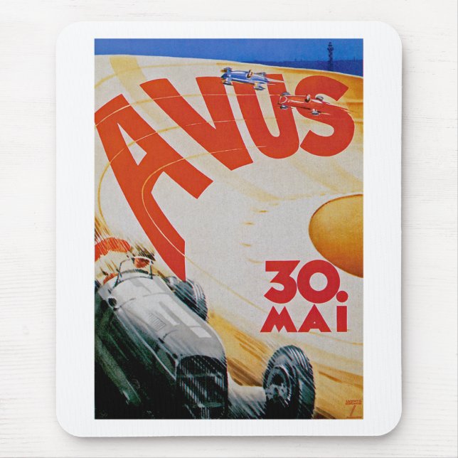 Tapis De Souris Affiche Avus Automobile Racing (Devant)
