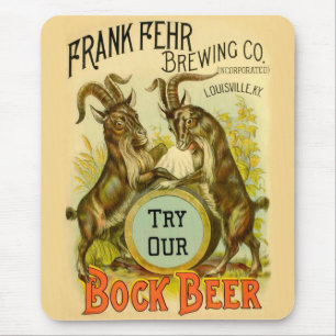 Tapis De Souris Affiche de bière Bock vintage : Antique Goat Saloo