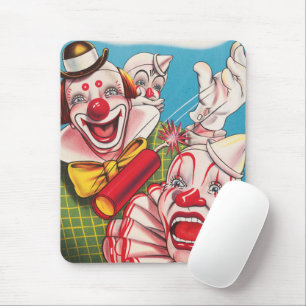 Tapis De Souris Affiche De Cirque Montrant Les Visages Clown Et Cr