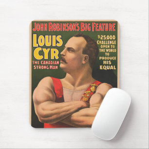 Tapis De Souris Affiche De Cirque Montrant Louis Cyr Aux Armoiries