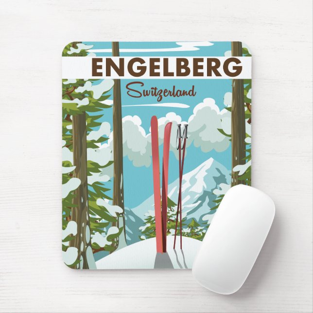 Tapis De Souris Affiche de ski Engelberg Suisse (Avec souris)