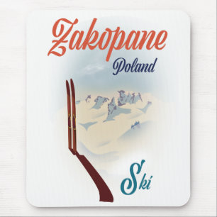 Tapis De Souris Affiche de ski Zakopane Pologne