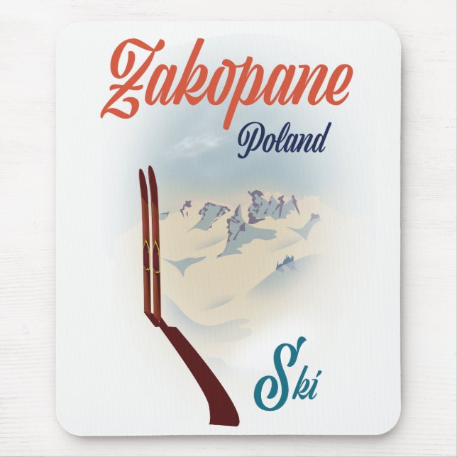 Tapis De Souris Affiche de ski Zakopane Pologne (Devant)