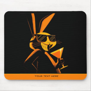 Tapis De Souris Affiche de style rétro ludique et amusante Lapin a