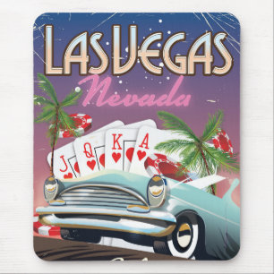 Tapis De Souris Affiche de vacances de style vintage de Las Vegas