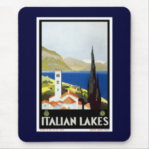 Tapis De Souris Affiche de Vintage voyage "de lacs italiens"