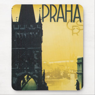 Tapis De Souris Affiche de Vintage voyage de Prague