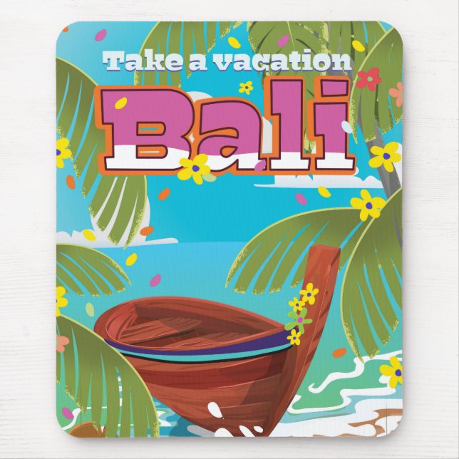 Tapis De Souris Affiche de voyage à Bali. (Devant)