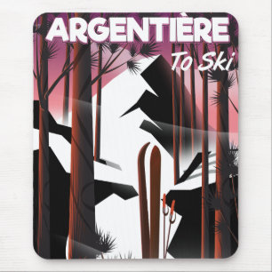 Tapis De Souris Affiche de voyage à ski d'Argentière, France