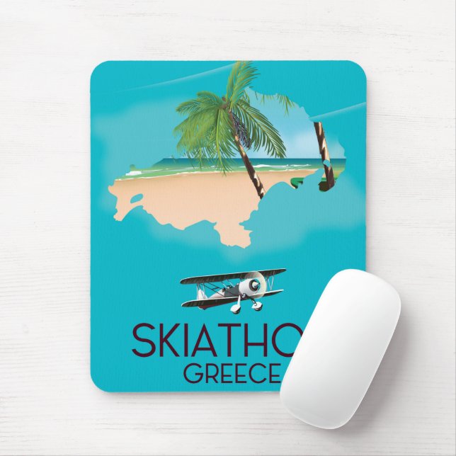 Tapis De Souris Affiche de voyage à Skiathos Grèce (Avec souris)