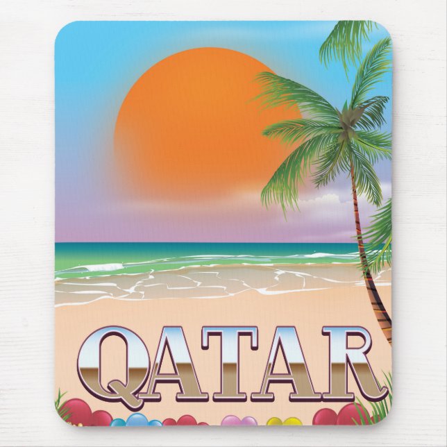 Tapis De Souris Affiche de voyage au Qatar (Devant)