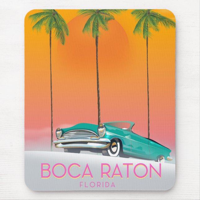 Tapis De Souris Affiche de voyage Boca Raton Floride. (Devant)
