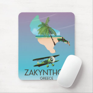 Tapis De Souris Affiche de voyage carte de Zakynthos Grèce