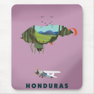 Tapis De Souris Affiche de voyage carte illustrée du Honduras