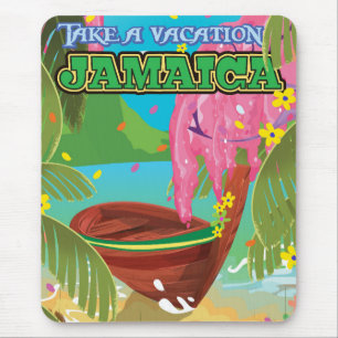 Tapis De Souris Affiche de voyage de dessin animé de Jamaïque