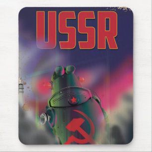 Tapis De Souris Affiche de voyage de dessin animé de la Russie sov