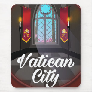 Tapis De Souris Affiche de voyage de dessin animé de la ville du V