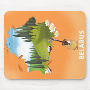 Tapis De Souris Affiche de voyage de la carte de Biélorussie.