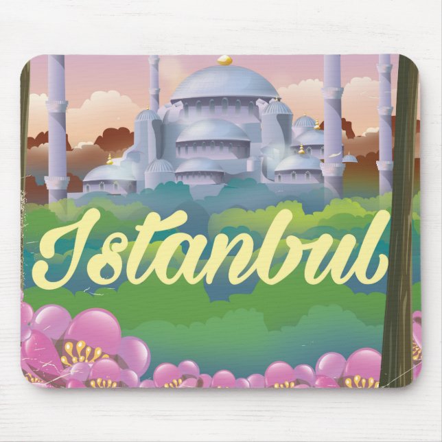 Tapis De Souris Affiche de voyage de la mosquée bleue d'Istanbul (Devant)