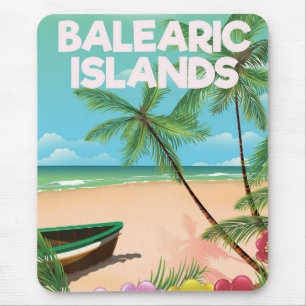 Tapis De Souris affiche de voyage de la plage des îles Baléares