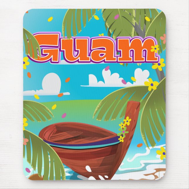 Tapis De Souris Affiche de voyage de l'île de Guam. (Devant)