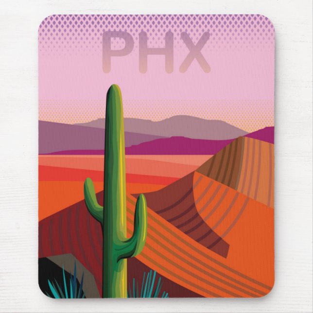 Tapis De Souris Affiche de voyage de Phoenix Arizona | (Devant)