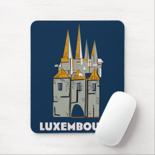 Tapis De Souris Affiche de voyage de style rétro luxembourgeois