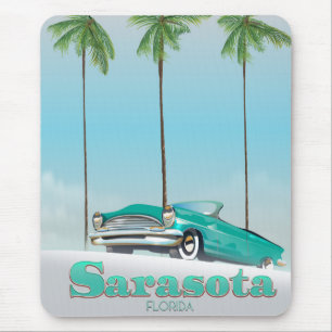 Tapis De Souris Affiche de voyage de style vintage à Sarasota Flor