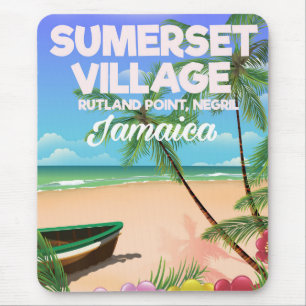 Tapis De Souris Affiche de voyage de Sumerset Village Jamaïque