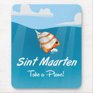 Tapis De Souris Affiche de voyage de vacances de Saint-Martin dess